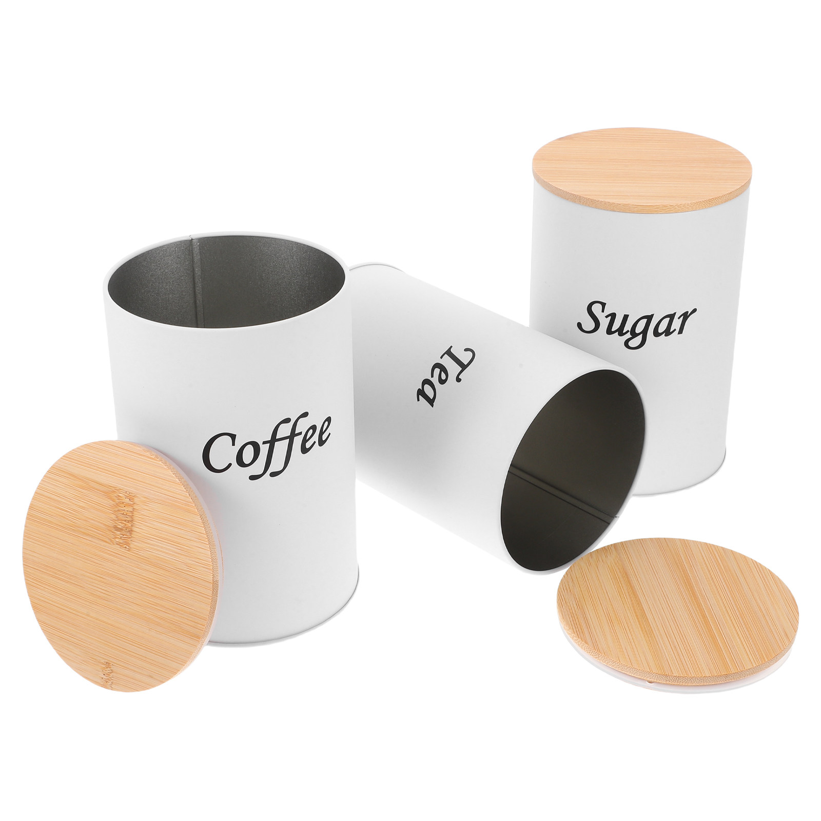 Coffee Tea Sugar - Набор из 3 герметичных круглых контейнеров: