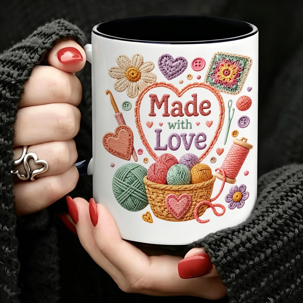 Coffee Tea Love - Керамическая кружка ручной работы, 11 унций,