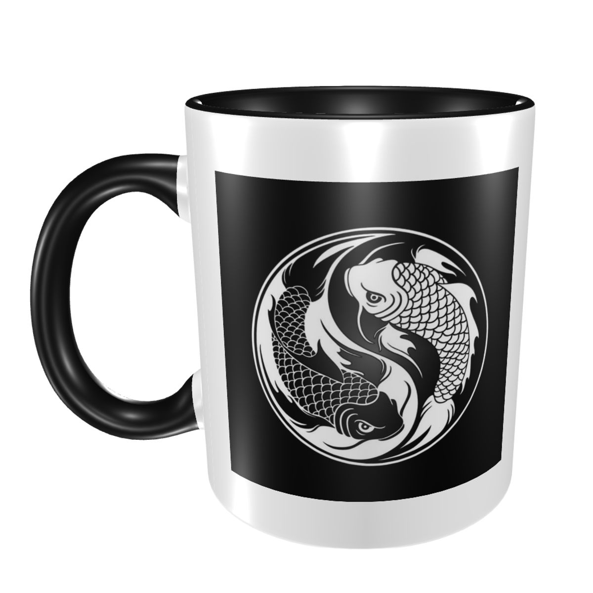 Coffee Tea Yin Yang - Черно-белая кружка с рыбой Инь Ян