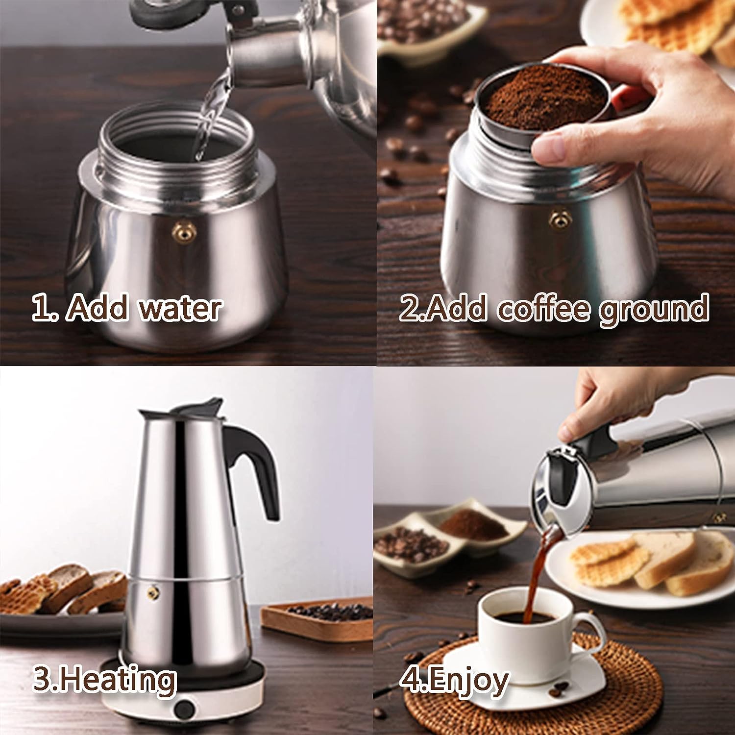 4/6/9 чашек Moka Pot Caffe Mac – обзор и цена Coffee Tea Espresso